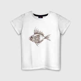 Детская футболка хлопок с принтом Стимпанк Рыба | Steampunk Fish (Z) в Рязани, 100% хлопок | круглый вырез горловины, полуприлегающий силуэт, длина до линии бедер | steam punk | steamfest | steampunk | бойлерпанк | дизельпанк | клокпанк | маннерпанк | механика | научная фантастика | паро панк | паровой панк | паропанк | стим панк | стимпанк | стимпанк стиль | стимфест