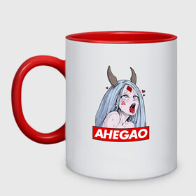 Кружка двухцветная с принтом AHEGAO KAGUYA | АХЕГАО КАГУЯ в Рязани, керамика | объем — 330 мл, диаметр — 80 мм. Цветная ручка и кайма сверху, в некоторых цветах — вся внутренняя часть | Тематика изображения на принте: ahegao | japanese anime | kawai | kowai | oppai | otaku | senpai | sugoi | waifu | yandere | ахегао | ковай | отаку | семпай | сенпай | сэмпай | яндере | японская анимация