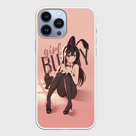 Чехол для iPhone 13 Pro Max с принтом Bunny Girl apricot в Рязани,  |  | Тематика изображения на принте: anime | aobuta | bunny | bunny girl | futaba | kaede | mai | nodoka | pfnds | rio | sakuta | shoko | аниме | анимэ | девочка зайка | зайка | каэдэ | комедия | маи | нодока | панда | рио | сакута | сёко | футаба | шоко