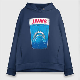 Женское худи Oversize хлопок с принтом Jaws Челюсти - Прикол в Рязани, френч-терри — 70% хлопок, 30% полиэстер. Мягкий теплый начес внутри —100% хлопок | боковые карманы, эластичные манжеты и нижняя кромка, капюшон на магнитной кнопке | art | film | horror | killer | merch | movie | parody | shark | teeth | white | акула | арт | белая акула | вставная челюсть | зубы | иллюстрация | кино | мерч | пародия | пародия на постер | пенсия | спилберг | стакан | фильм 