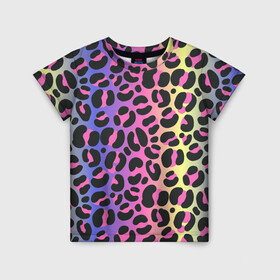 Детская футболка 3D с принтом Neon Leopard Pattern в Рязани, 100% гипоаллергенный полиэфир | прямой крой, круглый вырез горловины, длина до линии бедер, чуть спущенное плечо, ткань немного тянется | Тематика изображения на принте: africa | afrika | gradient | summer | tropical | африка | африканский узор | градиент | леопард | леопардовый узор | лето | неон | неоновое свечение | паттерт | пятна | разные цвета | саванна | тропики | тропический узор