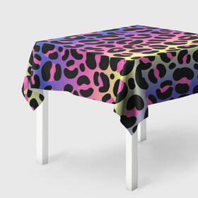 Скатерть 3D с принтом Neon Leopard Pattern в Рязани, 100% полиэстер (ткань не мнется и не растягивается) | Размер: 150*150 см | africa | afrika | gradient | summer | tropical | африка | африканский узор | градиент | леопард | леопардовый узор | лето | неон | неоновое свечение | паттерт | пятна | разные цвета | саванна | тропики | тропический узор