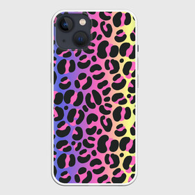 Чехол для iPhone 13 с принтом Neon Leopard Pattern в Рязани,  |  | africa | afrika | gradient | summer | tropical | африка | африканский узор | градиент | леопард | леопардовый узор | лето | неон | неоновое свечение | паттерт | пятна | разные цвета | саванна | тропики | тропический узор