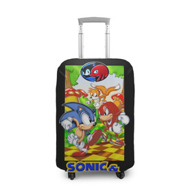 Чехол для чемодана 3D с принтом Sonic&Knuckles в Рязани, 86% полиэфир, 14% спандекс | двустороннее нанесение принта, прорези для ручек и колес | gmae | knuckles | sega | sonic | tails