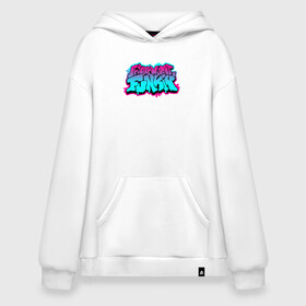 Худи SuperOversize хлопок с принтом FRIDAY NIGHT FUNKIN NEON LOGO в Рязани, 70% хлопок, 30% полиэстер, мягкий начес внутри | карман-кенгуру, эластичная резинка на манжетах и по нижней кромке, двухслойный капюшон
 | Тематика изображения на принте: dance | friday night funk | friday night funkin | music | the boyfriend | the girlfriend | trash | бойфренд | гёрлфренд | граффити | игры | кликеры | музыка | танцы | треш