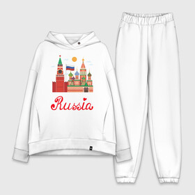 Женский костюм хлопок Oversize с принтом Патриот России в Рязани,  |  | devoted to the motherland | i love my homeland | i love russia | motherland | patriot | patriotism | russia | люблю свою родину | патриот | патриотизм | преданный отчизне | родина | россия | я люблю россию