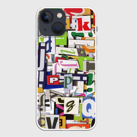 Чехол для iPhone 13 mini с принтом АЛФАВИТ в Рязани,  |  | алфавит | буквы | молодежное | пестрое | хайп
