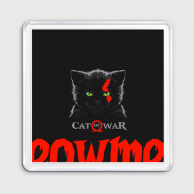 Магнит 55*55 с принтом Cat of war в Рязани, Пластик | Размер: 65*65 мм; Размер печати: 55*55 мм | cat | gad of war | game | games | god of war | god of wor | атрей | атрэй | бог войны | игра | игры | кот | котёнок | кошки | кратос