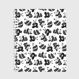 Тетрадь с принтом Акварельные панды паттерн в Рязани, 100% бумага | 48 листов, плотность листов — 60 г/м2, плотность картонной обложки — 250 г/м2. Листы скреплены сбоку удобной пружинной спиралью. Уголки страниц и обложки скругленные. Цвет линий — светло-серый
 | art | black white | cute | funny panda | panda | pandas | pattern | watercolor | акварель | акварельный рисунок | арт | детский рисунок | маленькие панды | медведи | медвежата | милые панды | мишки | панда | пандочка | пандочки | узор