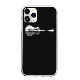 Чехол для iPhone 11 Pro Max матовый с принтом Natural Guitar. Reflection в Рязани, Силикон |  | clef | guitar | instrument | music | musical | natural | notation | note | notes | tablature | treble | гитара | грамота | инструмент | ключ | музыка | музыкальный | нота | нотная | ноты | природа | скрипичный | табулатура