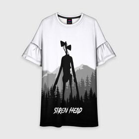 Детское платье 3D с принтом SIREN HEAD | DARK FOREST в Рязани, 100% полиэстер | прямой силуэт, чуть расширенный к низу. Круглая горловина, на рукавах — воланы | Тематика изображения на принте: 6789 | cartoon | cat | dark | forest | foundation | head | monster | mountains | scp | siren | sirenhead | голова | горы | кот | лес | монстр | объект | объекты | сирена | сиреноголовый | фонд | чудище | чудовище