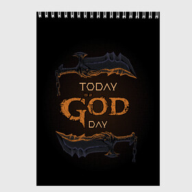 Скетчбук с принтом God day GOW в Рязани, 100% бумага
 | 48 листов, плотность листов — 100 г/м2, плотность картонной обложки — 250 г/м2. Листы скреплены сверху удобной пружинной спиралью | gad of war | game | games | god of war | god of wor | бог войны | игра | игры | кинжалы | кратос | праздник