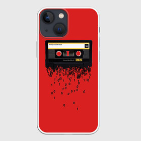 Чехол для iPhone 13 mini с принтом The death of the cassette tape в Рязани,  |  | 80 | 90 | age | death | epoch | era | retro | tape | гибель | двоичный | кассета | кассеты | код | компьютер | компьютеризация | переход | программирование | уходящая | ушедшая | цифровая | цифровой | эра