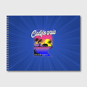 Альбом для рисования с принтом California golden coast в Рязани, 100% бумага
 | матовая бумага, плотность 200 мг. | california | golden coast | гризли | закат | калифорния | медведь | пальмы | природа