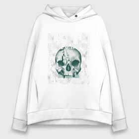 Женское худи Oversize хлопок с принтом Skull в Рязани, френч-терри — 70% хлопок, 30% полиэстер. Мягкий теплый начес внутри —100% хлопок | боковые карманы, эластичные манжеты и нижняя кромка, капюшон на магнитной кнопке | bone | bones | creepy | dead | death | halloween | horror | scary | skull | skulls | the curse | голова | кости | ужасы | хоррор | череп