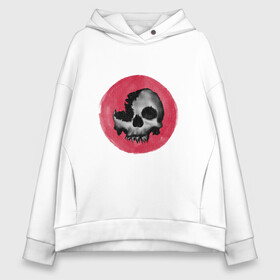 Женское худи Oversize хлопок с принтом Skull в Рязани, френч-терри — 70% хлопок, 30% полиэстер. Мягкий теплый начес внутри —100% хлопок | боковые карманы, эластичные манжеты и нижняя кромка, капюшон на магнитной кнопке | bone | bones | creepy | dead | death | halloween | horror | scary | skull | skulls | the curse | голова | кости | ужасы | хоррор | череп