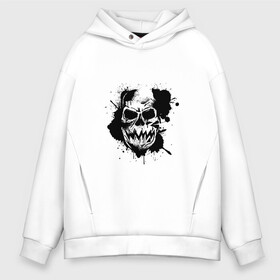 Мужское худи Oversize хлопок с принтом Skull  в Рязани, френч-терри — 70% хлопок, 30% полиэстер. Мягкий теплый начес внутри —100% хлопок | боковые карманы, эластичные манжеты и нижняя кромка, капюшон на магнитной кнопке | bone | bones | creepy | dead | death | halloween | horror | scary | skull | skulls | splash | the curse | голова | кости | ужасы | хоррор | череп