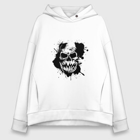 Женское худи Oversize хлопок с принтом Skull  в Рязани, френч-терри — 70% хлопок, 30% полиэстер. Мягкий теплый начес внутри —100% хлопок | боковые карманы, эластичные манжеты и нижняя кромка, капюшон на магнитной кнопке | bone | bones | creepy | dead | death | halloween | horror | scary | skull | skulls | splash | the curse | голова | кости | ужасы | хоррор | череп