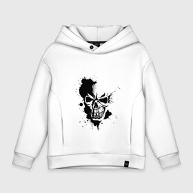 Детское худи Oversize хлопок с принтом Skull  в Рязани, френч-терри — 70% хлопок, 30% полиэстер. Мягкий теплый начес внутри —100% хлопок | боковые карманы, эластичные манжеты и нижняя кромка, капюшон на магнитной кнопке | bone | bones | creepy | dead | death | halloween | horror | scary | skull | skulls | splash | the curse | голова | кости | ужасы | хоррор | череп