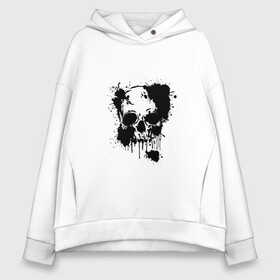 Женское худи Oversize хлопок с принтом Skull  в Рязани, френч-терри — 70% хлопок, 30% полиэстер. Мягкий теплый начес внутри —100% хлопок | боковые карманы, эластичные манжеты и нижняя кромка, капюшон на магнитной кнопке | bone | bones | creepy | dead | death | halloween | horror | scary | skull | skulls | splash | the curse | голова | кости | ужасы | хоррор | череп