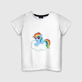 Детская футболка хлопок с принтом My Little Pony Rainbow Dash в Рязани, 100% хлопок | круглый вырез горловины, полуприлегающий силуэт, длина до линии бедер | applejack | friendship | mylittlepony | rainbow dash | twilight sparkle | waifu | вайфу | дружба это магия | друзья | кони | моя маленькая пони | мультфильм | пони | радуга | ренбоу деш | эплджек