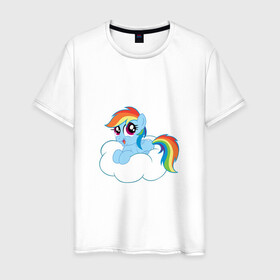 Мужская футболка хлопок с принтом My Little Pony Rainbow Dash в Рязани, 100% хлопок | прямой крой, круглый вырез горловины, длина до линии бедер, слегка спущенное плечо. | applejack | friendship | mylittlepony | rainbow dash | twilight sparkle | waifu | вайфу | дружба это магия | друзья | кони | моя маленькая пони | мультфильм | пони | радуга | ренбоу деш | эплджек