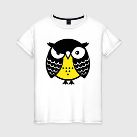 Женская футболка хлопок с принтом Сердитая сова в Рязани, 100% хлопок | прямой крой, круглый вырез горловины, длина до линии бедер, слегка спущенное плечо | owl | owls | сова | совушка | совы | филин | фраза | юмор