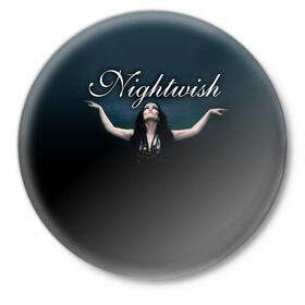 Значок с принтом Nightwish with Tarja в Рязани,  металл | круглая форма, металлическая застежка в виде булавки | nightwish | tarja | tarja turanen | turunen | найтвиш | тарья | тарья турунен | турунен