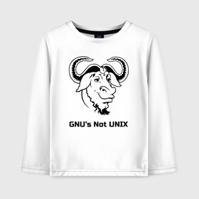 Детский лонгслив хлопок с принтом GNU’s Not UNIX в Рязани, 100% хлопок | круглый вырез горловины, полуприлегающий силуэт, длина до линии бедер | gnu | linux | not unix | programming | гну | линукс | программист | сисадмин | системный администратор