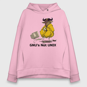 Женское худи Oversize хлопок с принтом GNU’s Not UNIX в Рязани, френч-терри — 70% хлопок, 30% полиэстер. Мягкий теплый начес внутри —100% хлопок | боковые карманы, эластичные манжеты и нижняя кромка, капюшон на магнитной кнопке | gnu | linux | not unix | programming | гну | линукс | программист | сисадмин | системный администратор