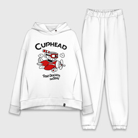 Женский костюм хлопок Oversize с принтом Cuphead на самолёте в Рязани,  |  | cuphead | cuphead and mugman | dont deal with the devil | игры | капхед | самолёт | чашеголовый