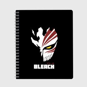 Тетрадь с принтом BLEACH MASK в Рязани, 100% бумага | 48 листов, плотность листов — 60 г/м2, плотность картонной обложки — 250 г/м2. Листы скреплены сбоку удобной пружинной спиралью. Уголки страниц и обложки скругленные. Цвет линий — светло-серый
 | anime | bleach | hollow | ichigo | kurosaki | manga | mask | matsumoto | rangiku | samurai | shihoin | yoruichi | аниме | блич | ичиго | йоруичи | куросаки | манга | маска | мацумото | онимэ | рангику | самурай | шихоин