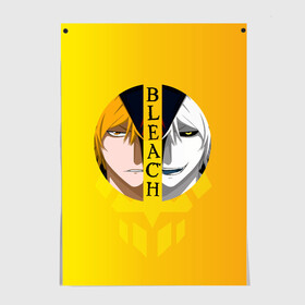 Постер с принтом Хичиго Bleach в Рязани, 100% бумага
 | бумага, плотность 150 мг. Матовая, но за счет высокого коэффициента гладкости имеет небольшой блеск и дает на свету блики, но в отличии от глянцевой бумаги не покрыта лаком | bleach | hichigo | ichigo | kurosaki | блич | ичиго | куросаки | хичиго