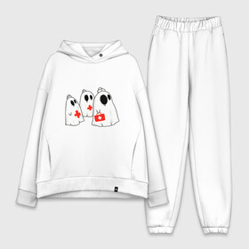 Женский костюм хлопок Oversize с принтом Ghost Nurses в Рязани,  |  | 12 мая | cartoon | doctor | ghost | merch | nurse | saving lives | spooky | арт | день медицинской сестры | доктор | интерн | интернатура | медсестра мерч | медсёстры | операционная сестра | приведение | призраки | рисунок