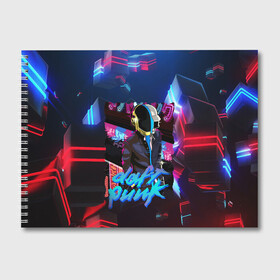 Альбом для рисования с принтом daft punk neon rock в Рязани, 100% бумага
 | матовая бумага, плотность 200 мг. | by craig drake | daft punk | madeinkipish | thomas bangalter | дафт панк | маски | тома и ги мануэль