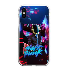 Чехол для iPhone XS Max матовый с принтом daft punk neon rock в Рязани, Силикон | Область печати: задняя сторона чехла, без боковых панелей | Тематика изображения на принте: by craig drake | daft punk | madeinkipish | thomas bangalter | дафт панк | маски | тома и ги мануэль