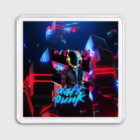 Магнит 55*55 с принтом daft punk neon rock в Рязани, Пластик | Размер: 65*65 мм; Размер печати: 55*55 мм | by craig drake | daft punk | madeinkipish | thomas bangalter | дафт панк | маски | тома и ги мануэль