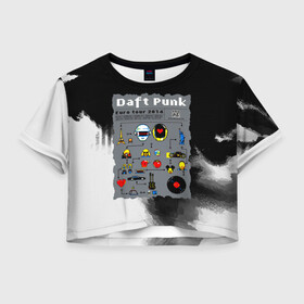 Женская футболка Crop-top 3D с принтом daft punk modern в Рязани, 100% полиэстер | круглая горловина, длина футболки до линии талии, рукава с отворотами | by craig drake | daft punk | madeinkipish | thomas bangalter | дафт панк | маски | тома и ги мануэль