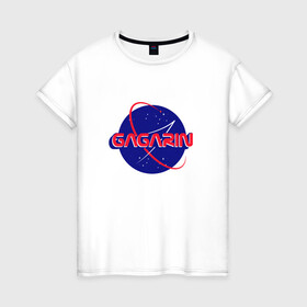 Женская футболка хлопок с принтом Yury Gagarin NASA в Рязани, 100% хлопок | прямой крой, круглый вырез горловины, длина до линии бедер, слегка спущенное плечо | korolev | merch | roscosmos | roskosmos | space | ussr | vostok | байконур | восток | день космонавтики | королёв | космонавт | космос | мерч | миссия мира | наса | первый человек в космосе | поехали | ракета | роскосмос