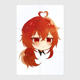 Магнитный плакат 2Х3 с принтом Маленький Дилюк в Рязани, Полимерный материал с магнитным слоем | 6 деталей размером 9*9 см | арт | боевой парень | дилюк | милый парень | рисунок | сердечко | сердце