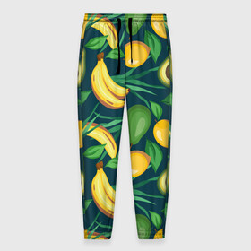 Мужские брюки 3D с принтом Фрукты в Рязани, 100% полиэстер | манжеты по низу, эластичный пояс регулируется шнурком, по бокам два кармана без застежек, внутренняя часть кармана из мелкой сетки | avokado | авокадо | бананы | лимоны | фрукты