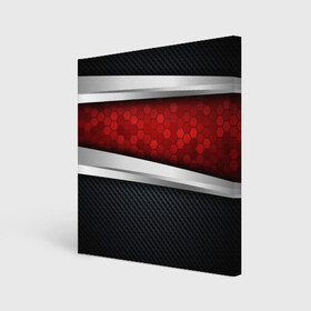Холст квадратный с принтом 3D Красные соты металлические в Рязани, 100% ПВХ |  | luxury | versace | vip | абстракция | версаче | вип | паттерн | роскошь | текстуры