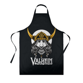 Фартук 3D с принтом Valheim Viking в Рязани, 100% полиэстер | общий размер — 65 х 85 см, ширина нагрудника — 26 см, горловина — 53 см, длина завязок — 54 см, общий обхват в поясе — 173 см. Принт на завязках и на горловине наносится с двух сторон, на основной части фартука — только с внешней стороны | fantasy | mmo | valheim | valve | валхейм | вальхейм | викинги | выживалка | игра | королевская битва | ммо | ролевая игра | фэнтази