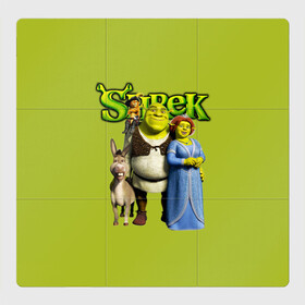 Магнитный плакат 3Х3 с принтом Шрек/Shrek в Рязани, Полимерный материал с магнитным слоем | 9 деталей размером 9*9 см | cartoon | fiona | shrek | болото | детям | комедия | кот в сапогах | мультик | огр | осел | персонажи мультфильмов | тролль | фиона | шрек