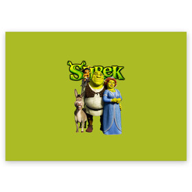 Поздравительная открытка с принтом Шрек Shrek в Рязани, 100% бумага | плотность бумаги 280 г/м2, матовая, на обратной стороне линовка и место для марки
 | Тематика изображения на принте: cartoon | fiona | shrek | болото | детям | комедия | кот в сапогах | мультик | огр | осел | персонажи мультфильмов | тролль | фиона | шрек