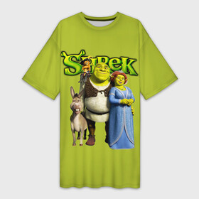Платье-футболка 3D с принтом Шрек Shrek в Рязани,  |  | cartoon | fiona | shrek | болото | детям | комедия | кот в сапогах | мультик | огр | осел | персонажи мультфильмов | тролль | фиона | шрек
