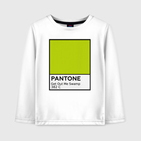 Детский лонгслив хлопок с принтом Pantone Shrek в Рязани, 100% хлопок | круглый вырез горловины, полуприлегающий силуэт, длина до линии бедер | cartoon | fiona | shrek | болото | детям | комедия | кот в сапогах | мультик | огр | осел | персонажи мультфильмов | тролль | фиона | шрек