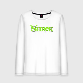 Женский лонгслив хлопок с принтом Shrek | Logo (Z) в Рязани, 100% хлопок |  | dreamworks | logo | shrek | зелёный огр | мульт | мультфильм | приключения