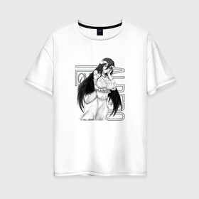 Женская футболка хлопок Oversize с принтом Альбедо. Оверлорд в Рязани, 100% хлопок | свободный крой, круглый ворот, спущенный рукав, длина до линии бедер
 | albedo | overlord | альбедо | владыка | оверлорд | повелитель | суккуб