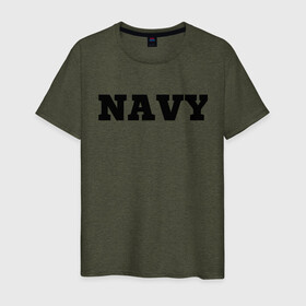 Мужская футболка хлопок с принтом NAVY в Рязани, 100% хлопок | прямой крой, круглый вырез горловины, длина до линии бедер, слегка спущенное плечо. | force | naval | navy | ocean | sea | us | вмф | военно морской | корабль | море | морской | океан | флот